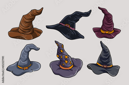 cartoon witch hat vector set image