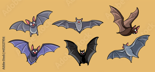 bat set images vector for halloween