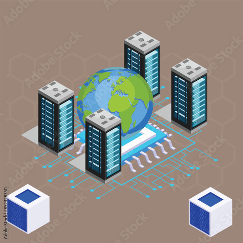 data analyses elements isometric icons 5eps
