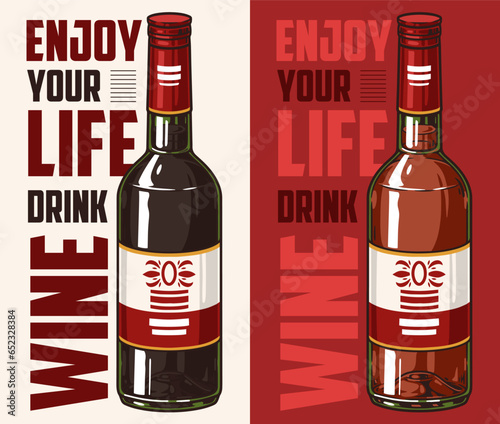 Wine bottle colorful vintage flyer