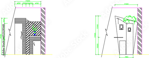 Vector sketch illustration of interior architectural design of room dividers and furnishings