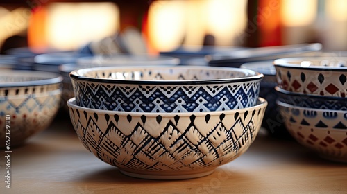 Ceramic bowls with scandinavian pattern 