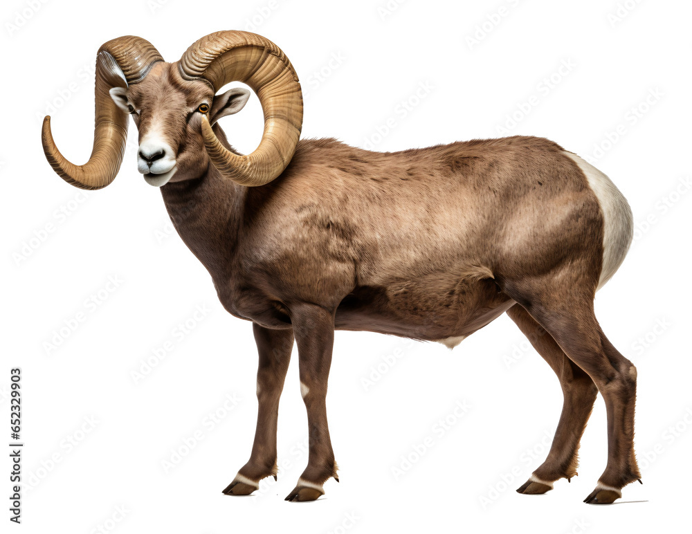 Bighorn sheep isolated on the transparent background PNG.