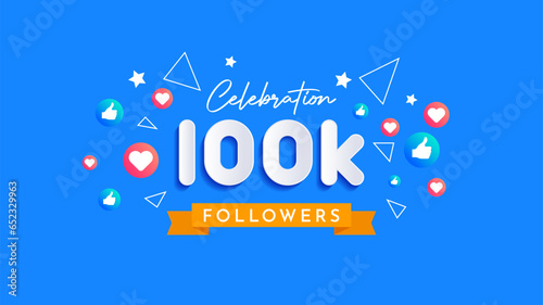 design content celebrating the achievement of 100K followers on content creators' social media