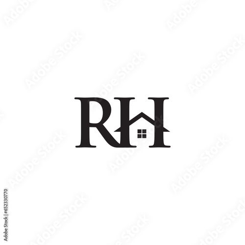 Letter RH and House logo or icon design