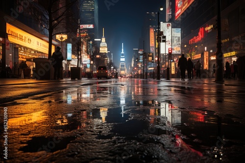 City at night comes alive in the rain, reflecting lights and emotions., generative IA © Gabriel