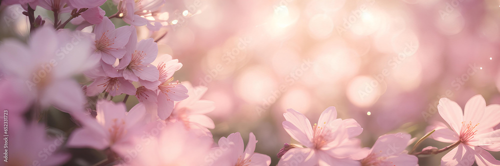 Nature background. Spring flowers in soft colors. AI