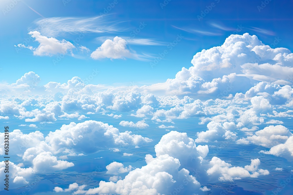 Large sky, soft clouds dance in serene blue., generative IA - obrazy, fototapety, plakaty 