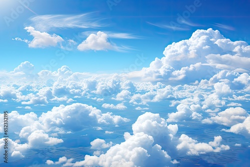 Large sky, soft clouds dance in serene blue., generative IA