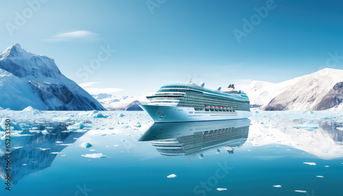 Cruise ship in the north among icebergs and ice © terra.incognita
