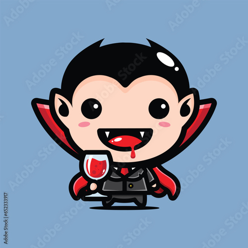 cute dracula is enjoying fresh blood