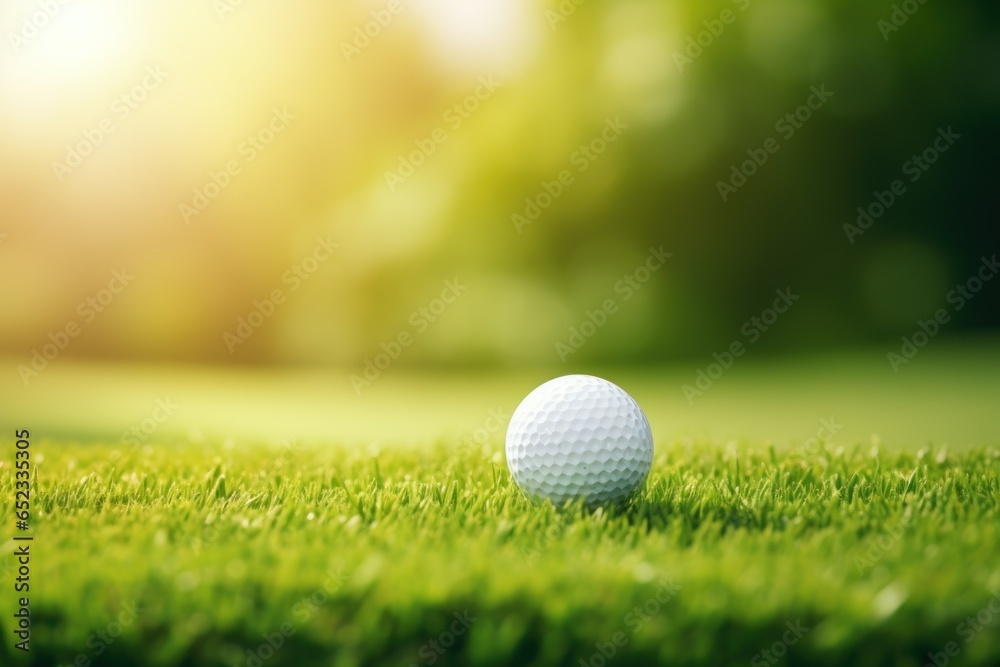 Obraz premium Golf ball on tee ready to be shot with blurred bokeh light background