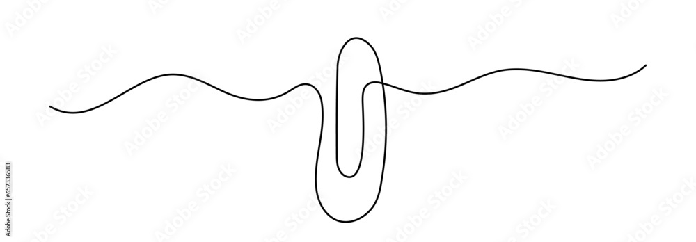 Paper Clip drawing by continuous line, thin line design vector illustration - obrazy, fototapety, plakaty 