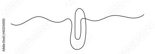 Paper Clip drawing by continuous line, thin line design vector illustration