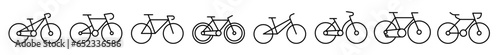 Set of Bicycle different line shapes, thin line design vector illustration