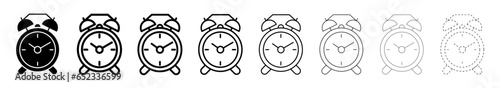 Set of Alarm Clock different line shapes, thin line design vector illustration