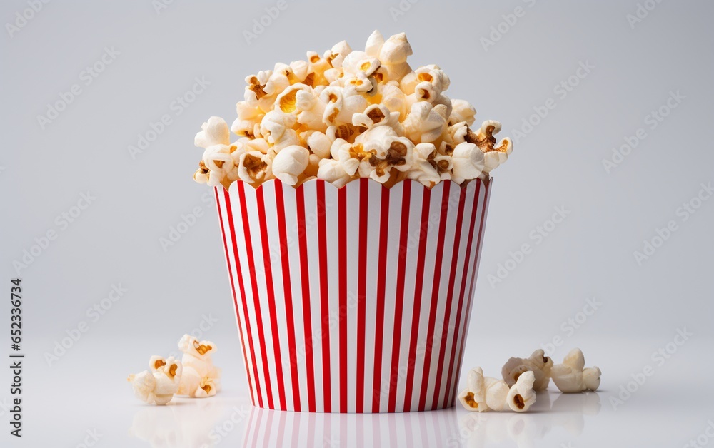 Popcorn Box Against a White Background - Generative AI