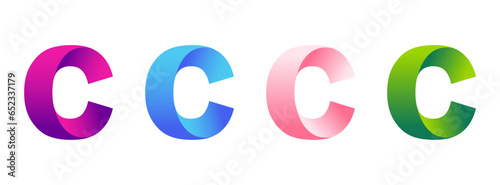 Letter C logo in four different colors, smoothly transitioning in a gradient. A vibrant and stylish design. Vector illustration symbol