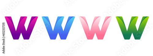 Letter W logo in four different colors, smoothly transitioning in a gradient. A vibrant and stylish design. Modern vector illustration symbol.