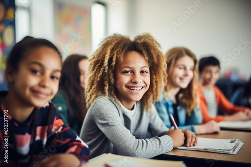 Students in the classroom, a collective of schoolchildren gathered for a primary school lesson
