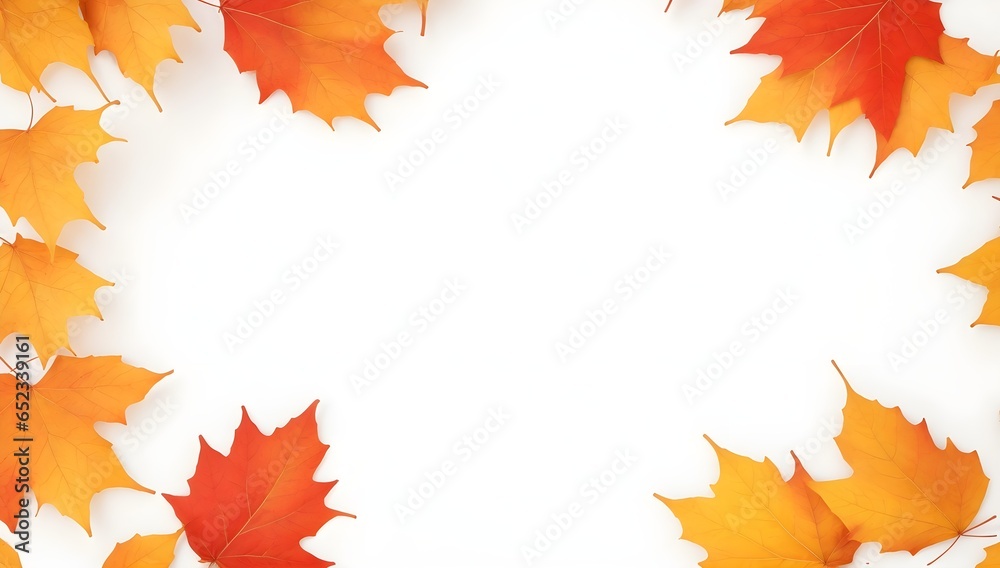 Autumn Leaves Border Framing an Empty White Space. Perfect for Autumn-themed Designs and Projects. Autumn Leaves Border Framing an Empty White Space. Perfect for Autumn-themed Designs and Projects.