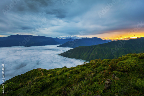 Beautiful view of a landscape from Rúpac Archaeological Complex was built by the Atavillos, one of the most important pre-Inca cultures in the province of Lima. photo