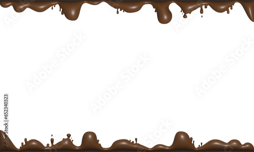 dripping chocolate border background melting 3d liquid brown chocolate frame