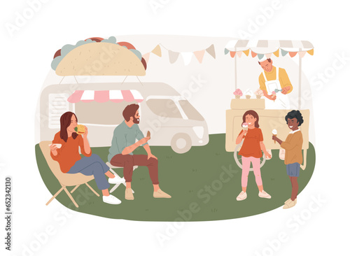 Food festival isolated concept vector illustration. Street food festival, local restaurant network, world cuisine, tasting spot, outdoor gastronomy event, open air eating fair vector concept.