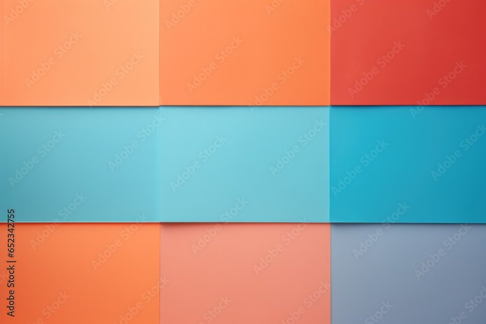 Clean empty room with bright colored circle pattern on azure wall