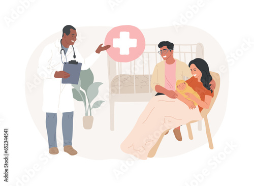 Maternity services isolated concept vector illustration. Maternity care service, perinatal healthcare, pregnancy and birth qualified support, childbirth and postpartum period vector concept.