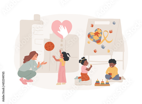 Autism center isolated concept vector illustration. Learning disability center, treatment of autism spectrum disorder, kids with special needs help, children development issue vector concept.