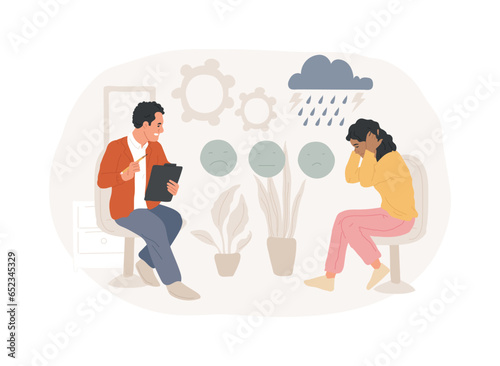 Depression counseling isolated concept vector illustration. Professional medical consultation, depression symptoms, treatment, psychiatrist counseling, mental health condition vector concept.