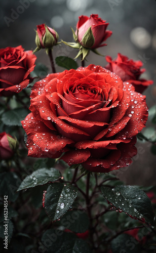 Hyper realistic dewdrop red rose flower illustration 10