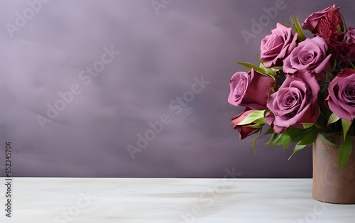 bouquet of pink roses in a vase Generative AI