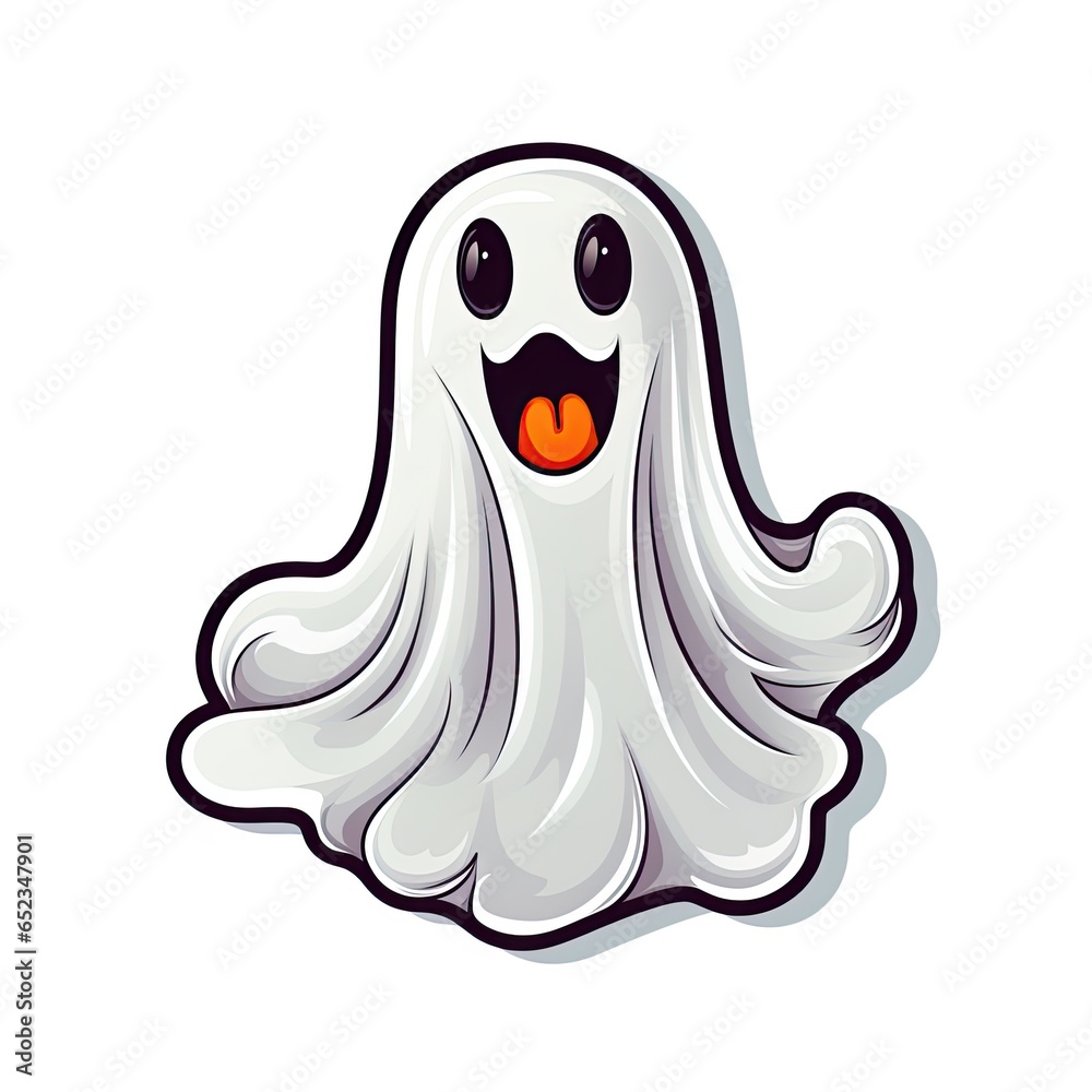 Obraz premium Ghost sticker design on white background. Ai Generative