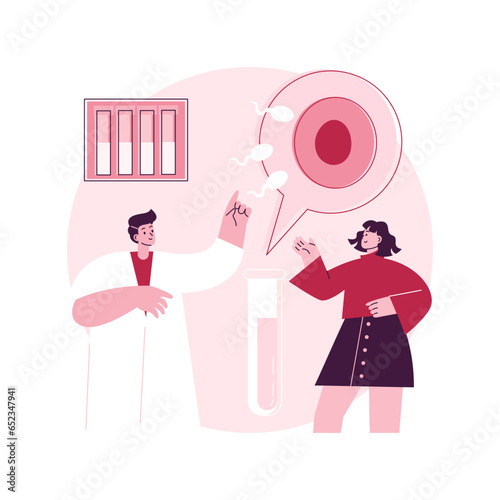 Test tube fertilization abstract concept vector illustration. Test tube baby, in vitro fertilization, petri dish, plant breeder, artificial insemination, egg cell, pregnant woman abstract metaphor.
