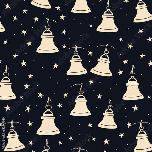Liberty bell and stars pattern pattern, background, hand-drawn cartoon flat art Illustrations in minimalist vector style