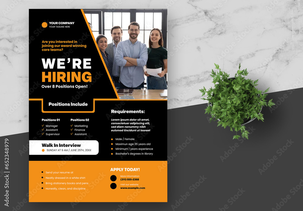 Brown and Cream Company Job Vacancy Flyer Stock Template Adobe Stock