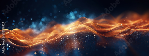 Abstract futuristic glowing waves wallpaper. Technology, digital data concept. AI