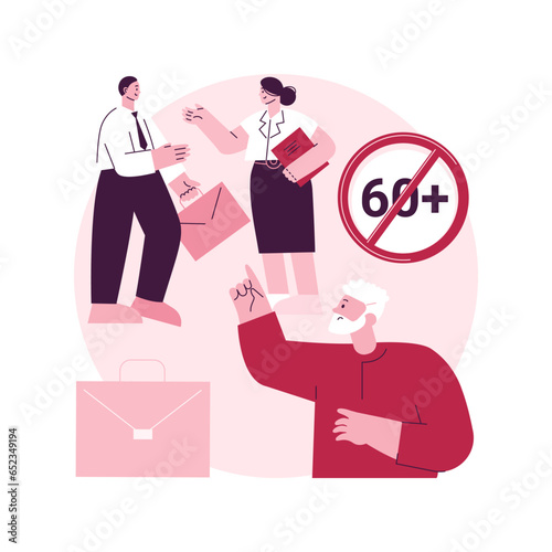 Ageism social problem abstract concept vector illustration. Stop ageism, elderly employment difficulties, discrimination at workplace, older people, negative stereotype abstract metaphor.