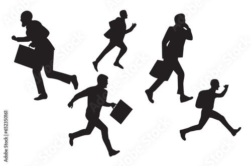 running businessman silhouette set collection and vector