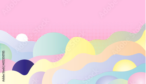 Abstract pattern background. Vector creative pattern texture. Color wave template presentation design with yellow line and blue dots. © Bartosz