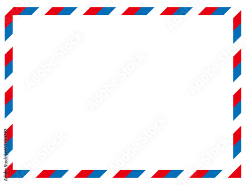 vecteur de lettre de courrier a√©rien. timbre postal. carte postale √† cadre a√©rien. motif √† rayures bleues et rouges. enveloppe de mod√®le de maquette. sur fond blanc. message vide vintage r√©tro. label