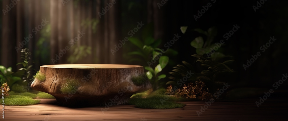 forest themed 3D wooden pedestal podium landscape forest themed 3D wooden pedestal podium landscape