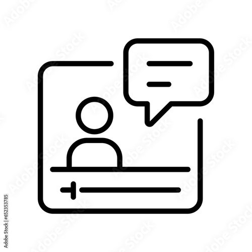 Distance education in online class and learning study via video teleconference Web. Virtual class course. Internet online webinar line icon. Line vector illustration. design