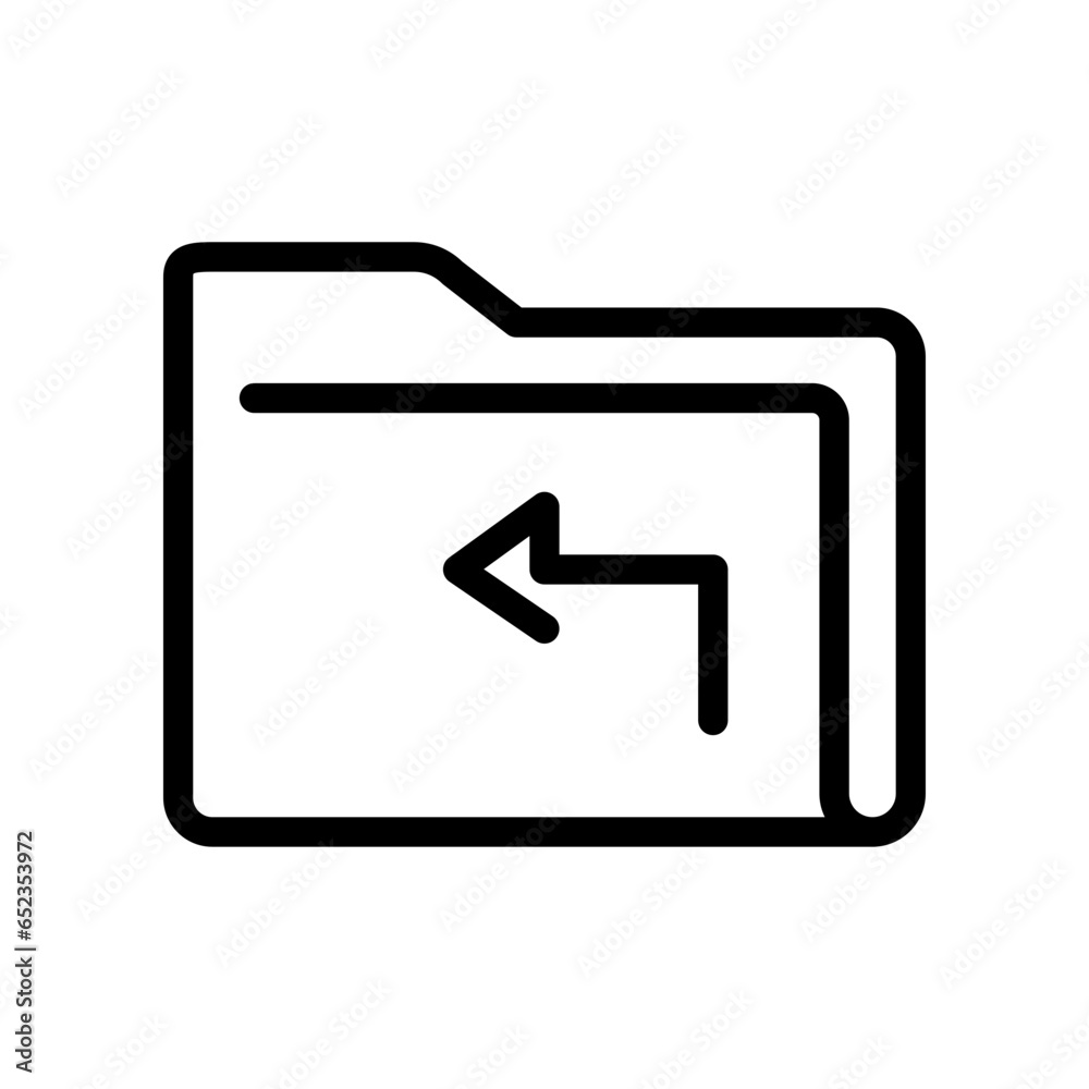 Direction document with next or upper symbol line icon. Reload and transfer data. directory storage with left arrow sign. Share folder. Vector illustration. Design Direction document with next or upper symbol line icon. Reload and transfer data. directory storage with left arrow sign. Share folder. Vector illustration. Design