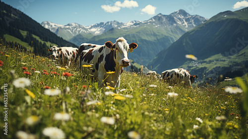 cow in the mountains photo
