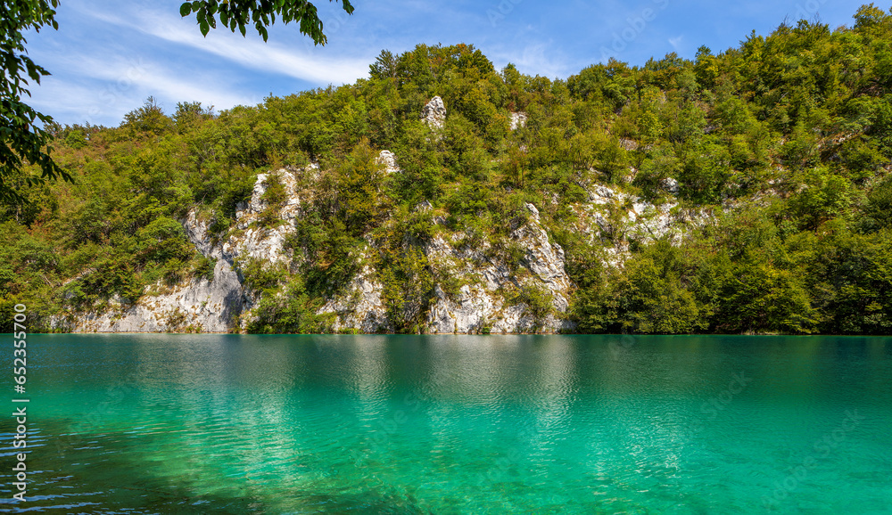 Turquoise lake in Plitvice Lakes