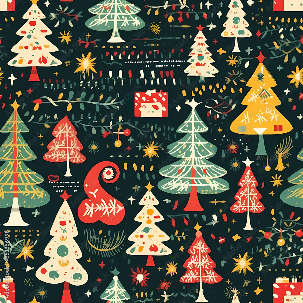 Christmas is here! Varied Pattern Illustration. Generative AI illustration.