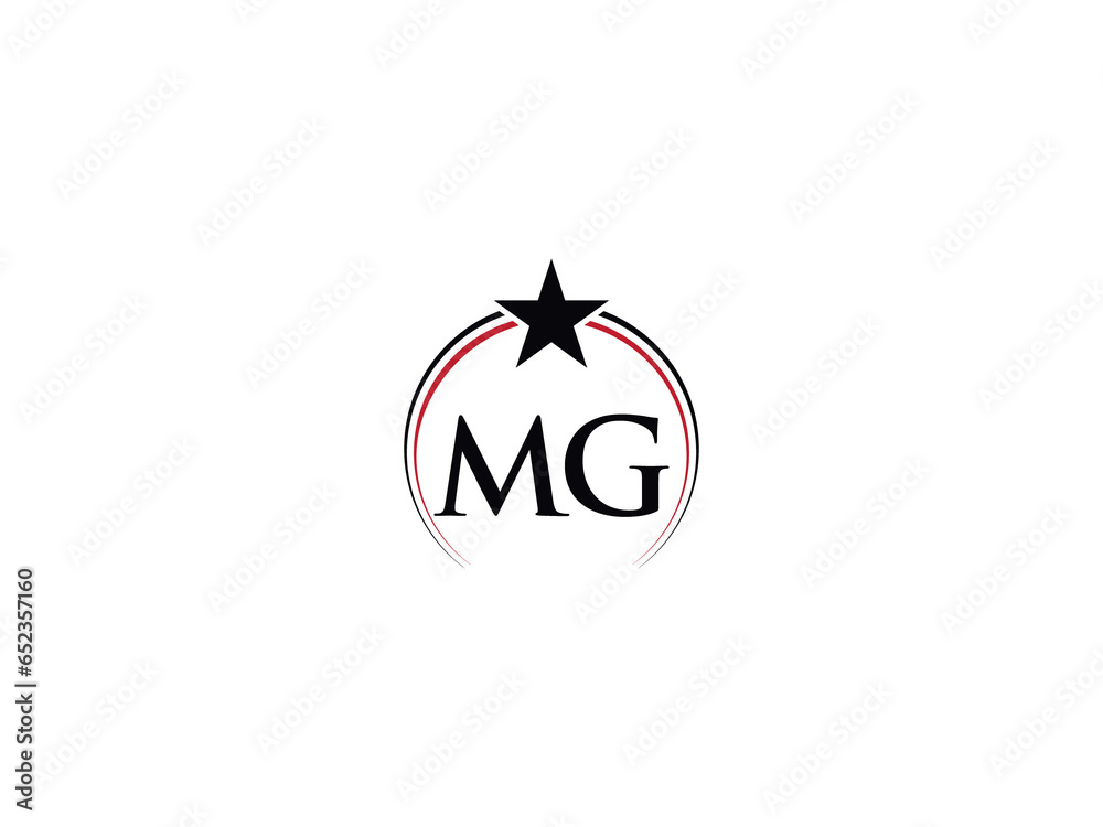 Creative Star MG Logo Icon, Unique Mg gm Luxury Letter Logo Icon Vector PNG - obrazy, fototapety, plakaty 